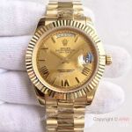High Quality Copy Rolex Day-Date 41 MM Watch MingZhu Movement All Gold Roman Markers